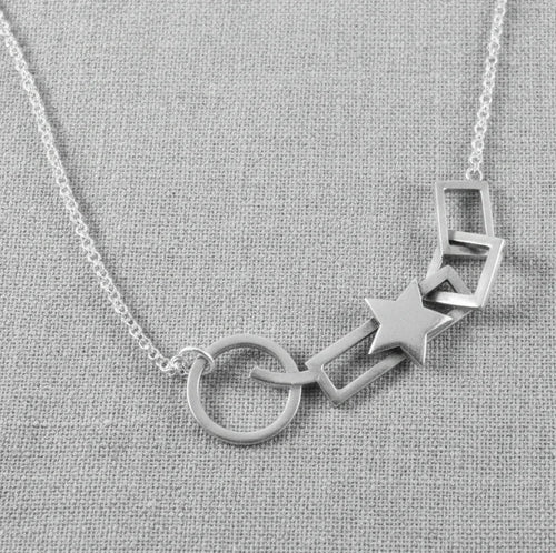 925 Silver Abstract Geometric Necklace - Silver Chamber Jewellery Store