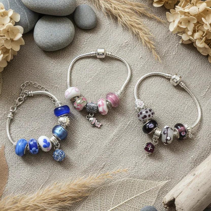 Pink Lampwork Charm Bracelet - Silver Chamber Jewellery Store